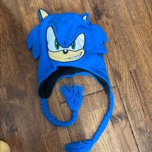 Sonic Blue Character Knit Hat with Tassels